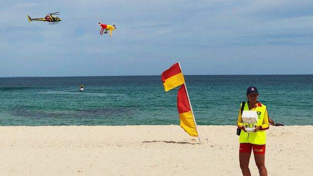 The new drones will complement SLSWA's helicopter and lifeguard patrols.  Photo: Surf Life Saving WA