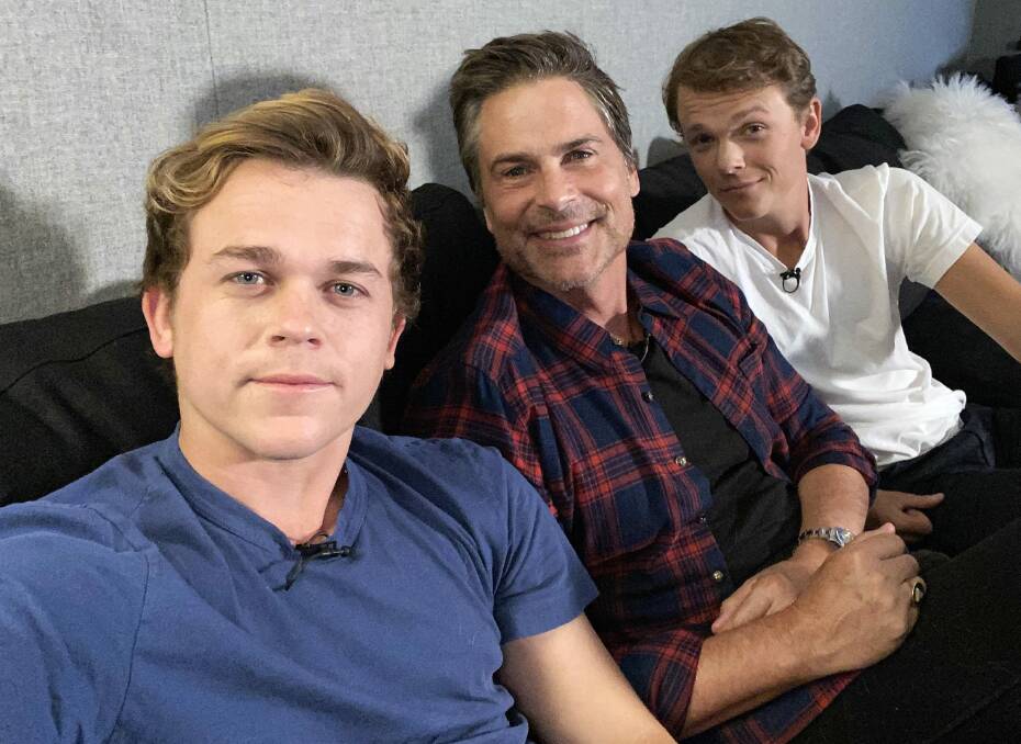 Actor Rob Lowe and his sons on WIN's Celebrity Gogglebox USA.