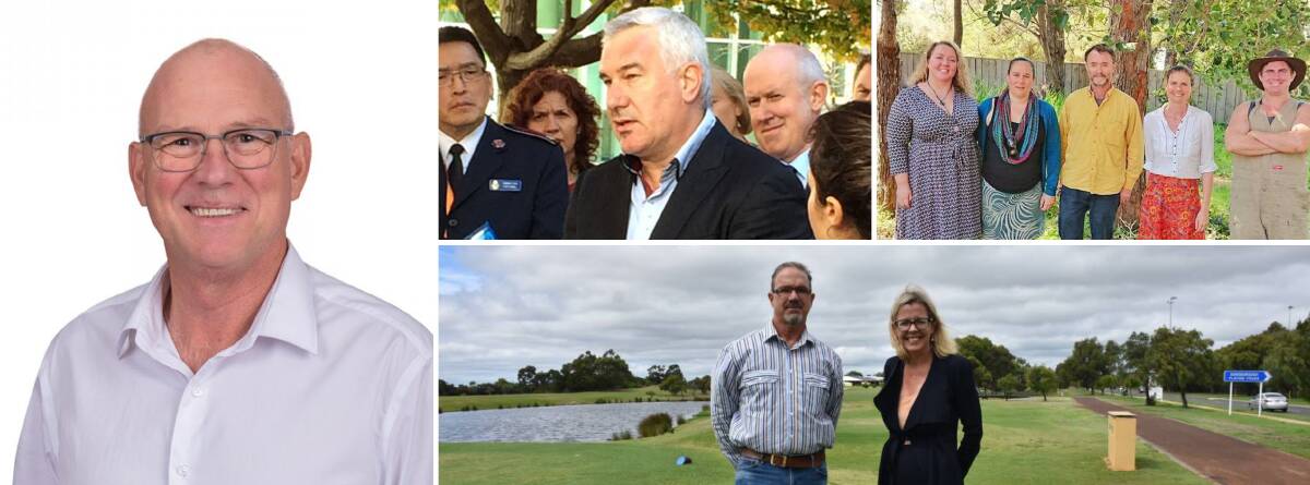 REIWA Deputy President Joe White; National Shelter's Adrian Pisarski; Just Home Margaret River members; Vasse MLA Libby Mettam with Dunsborough resident Richard Wain, who addressed Busselton city council in March to highlight the ongoing housing crisis. Photos Supplied.
