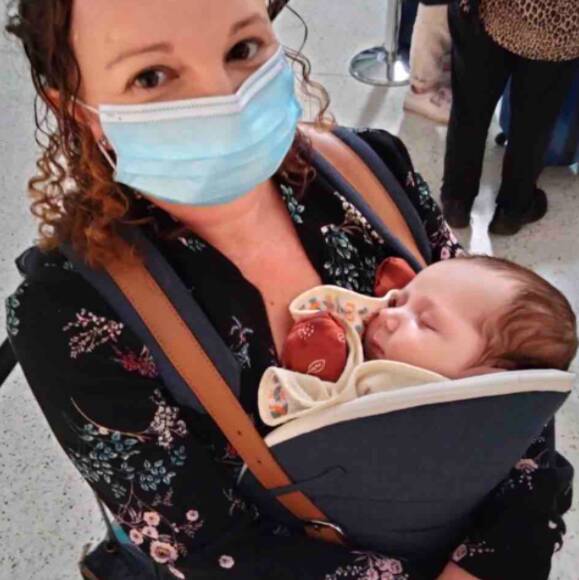Tessa Pollard on her 3 day journey home to Perth, with baby Jasper. Photos: Supplied