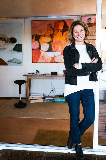 Quindalup painter Ros Hamdorf in her studio. Photos: Supplied