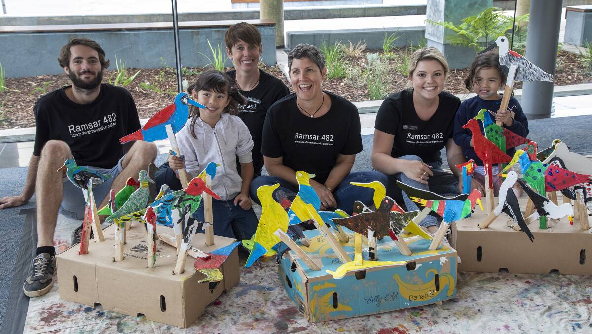 Bird-iful activities: Krystal and Selena Glossop and the PHCC team preparing for the Wetlands Weekender festival. Photo: Supplied.