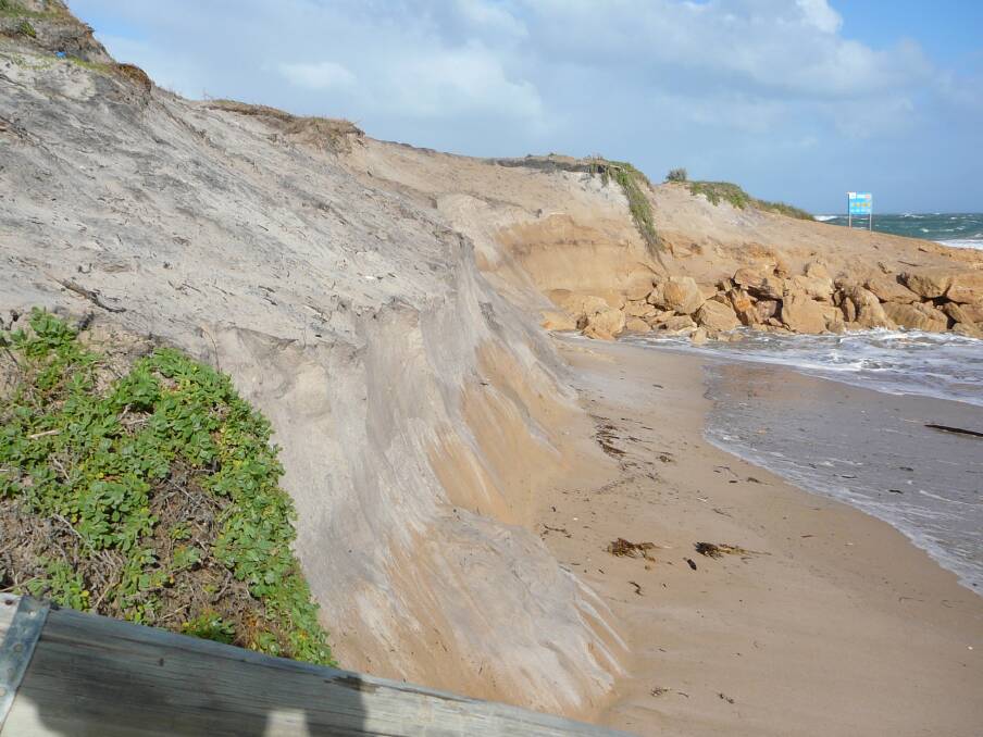 Coastal care: Erosion at Wade Street beach. Photo: Supplied.