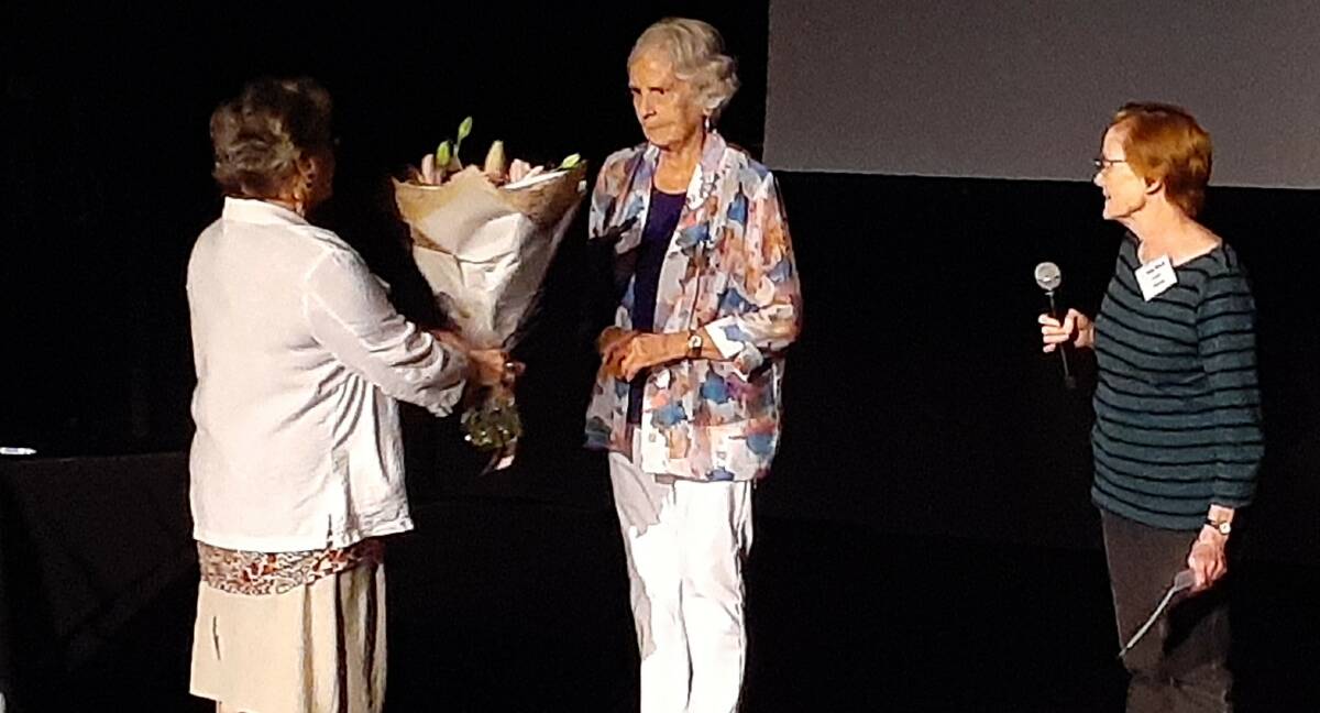 Course convener Hazel Butorac receiving flowers of thanks from MALA president Judy de Vis. Photo: Supplied.