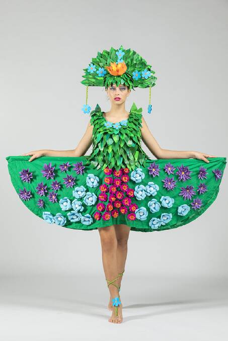 Floral masterpiece: Teddy McRitchie's award winning Wearable Art Youth entry for 2019, In Bloom. Photo: City of Mandurah.