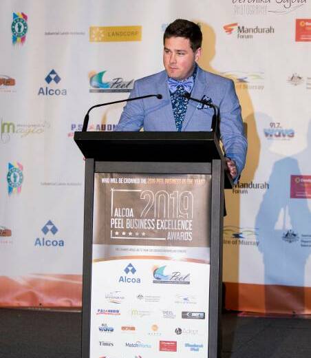 Business awards: Andrew McKerrell (PCCI manager) speaks at last year's Alcoa Peel Business Excellence Awards which is coming up again on October 31. Photo: Veronika Sajova.