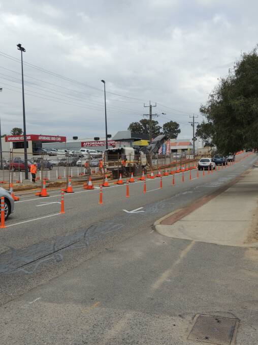 Overdue upgrade: Works are currently underway between Dower Street and Anstruther Road as part of a $10million dollar overhaul of Pinjarra Road. Photo: Shannon Lawson.