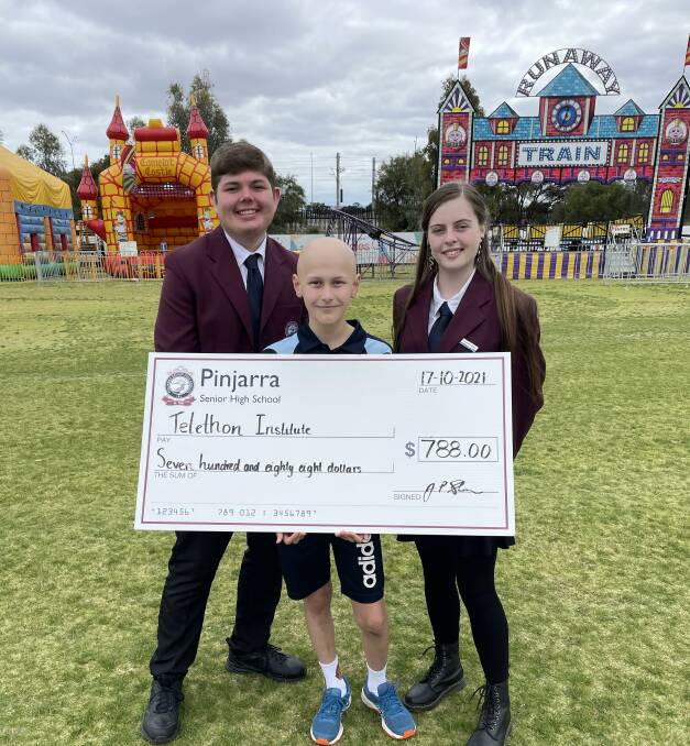 Support: Proud Pinjarra students with the cheque from Telethon. Photo: Supplied.