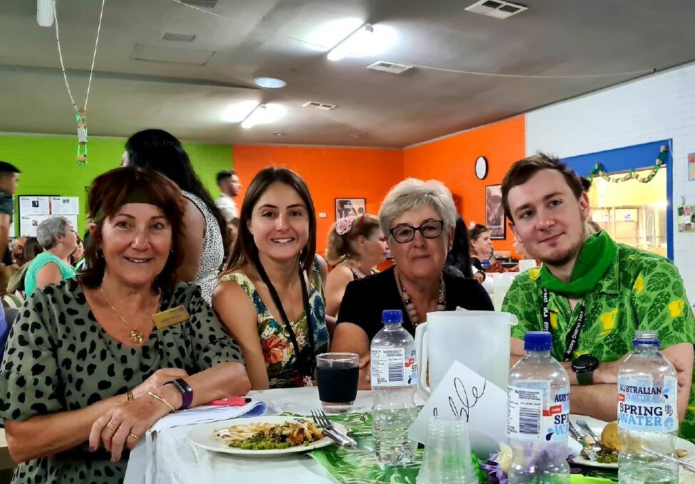 Making connections: RCMD assistant governor Marg Pantall, Skipper Vanpeer, Rotarian Cheryl Brown and Michael Barret at the RYLA midweek 'jungle themed dinner. Photo: Supplied.