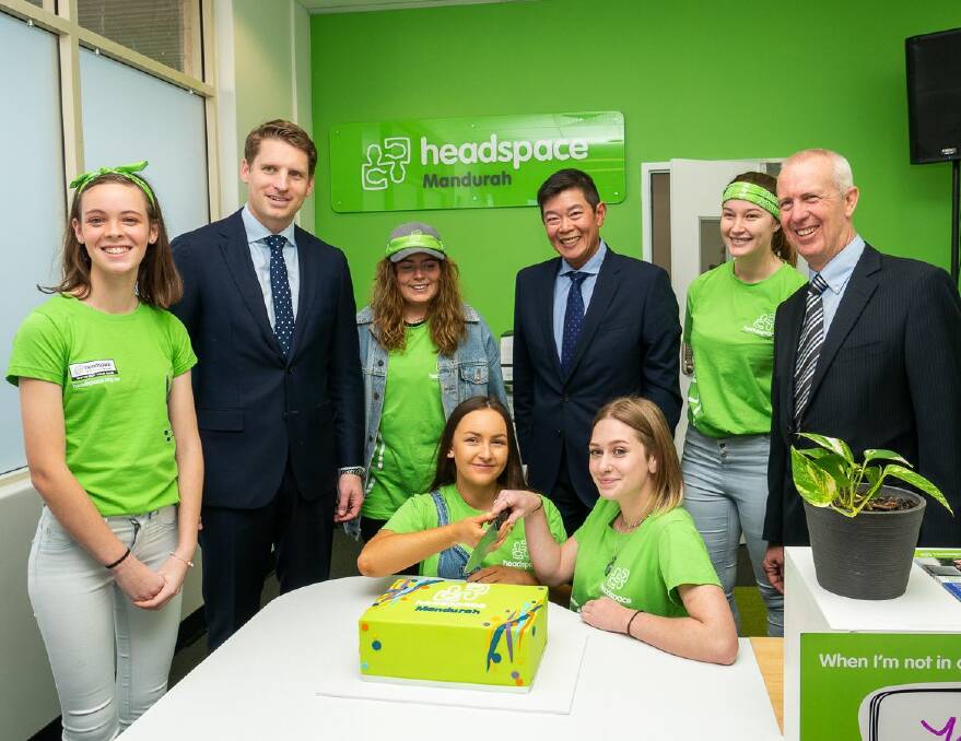 A HELPING HAND IS HERE: Ella Stephensen, Andrew Hastie MP, Kaity Smith, Chair of WA Primary Health Alliance Dr Richard Choong, Monique Burley, Mark Slattery, Kiera Slater and Navana Funnell. Photo: supplied.