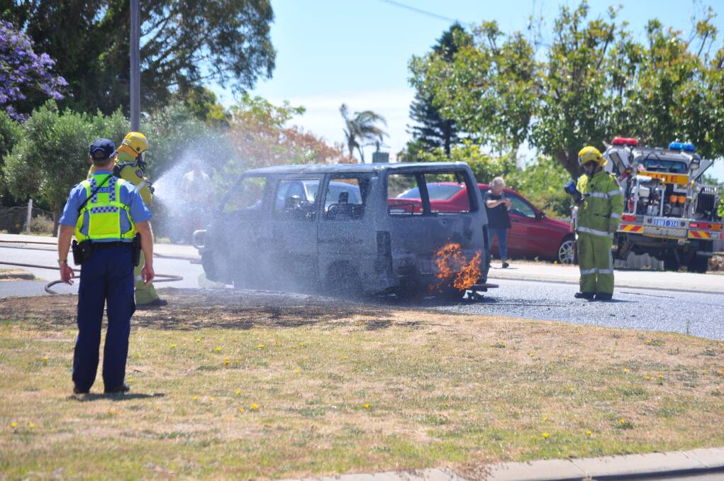 Emergency crews are at the scene of a car fire in central Mandurah.