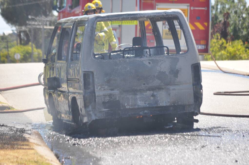 Emergency crews are at the scene of a car fire in central Mandurah.